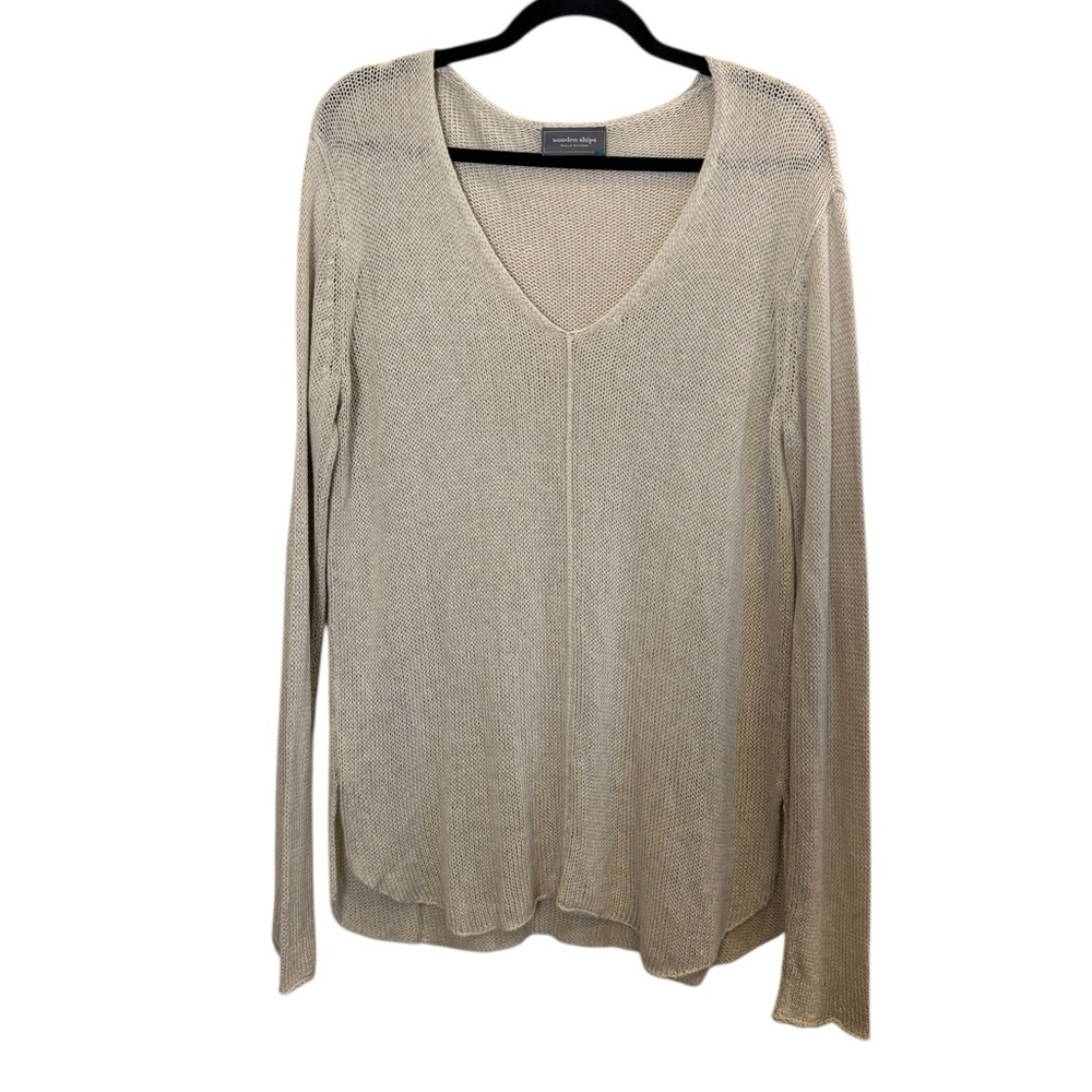 Wooden Ships by Paola Buendia Women’s Beige Lightweight Knit Sweater sz XL